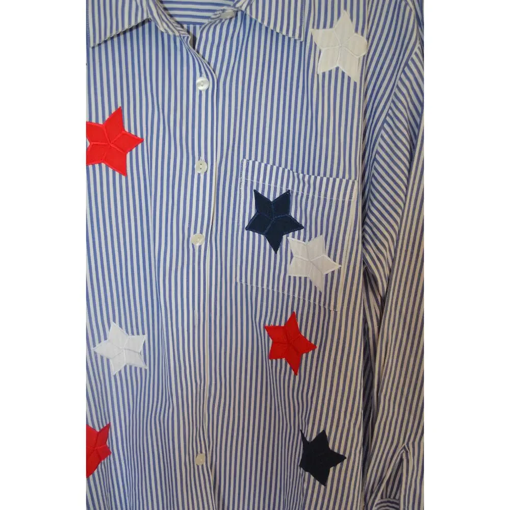Vintage USA Striped Star Button Down Shirt Size 2X - Picture 4 of 5